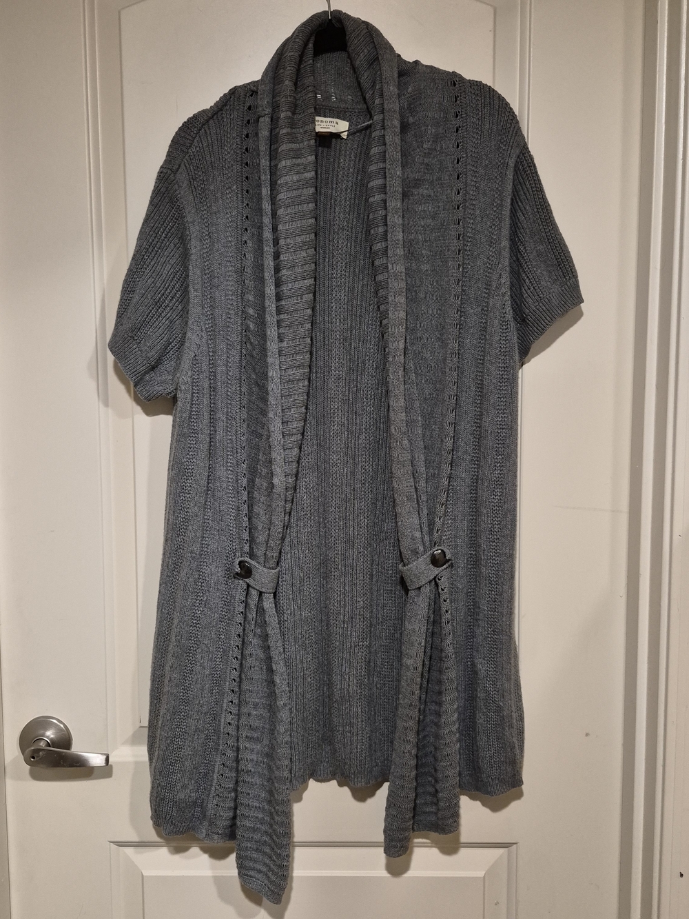 Sonoma Gray Knit Short Sleeve Open Front Cardigan 2X